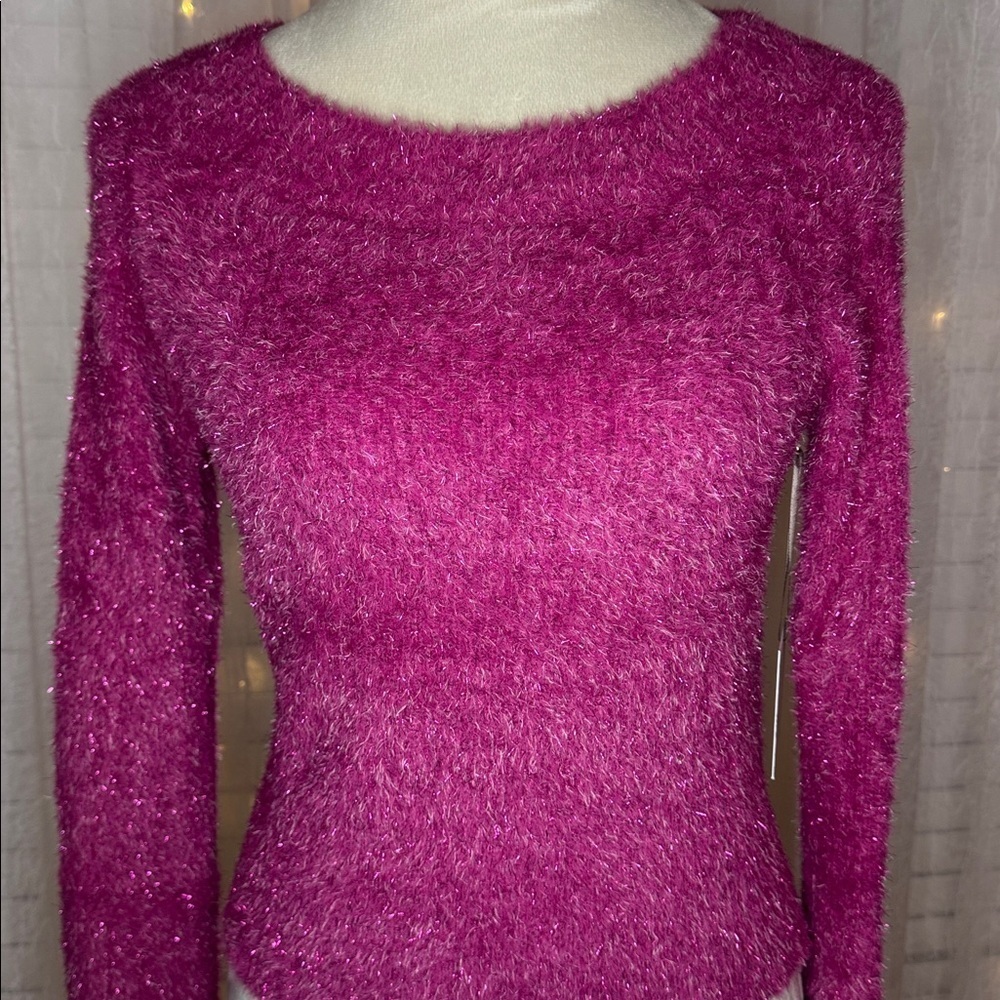 Elegant Fuchsia Crew Neck Sweater